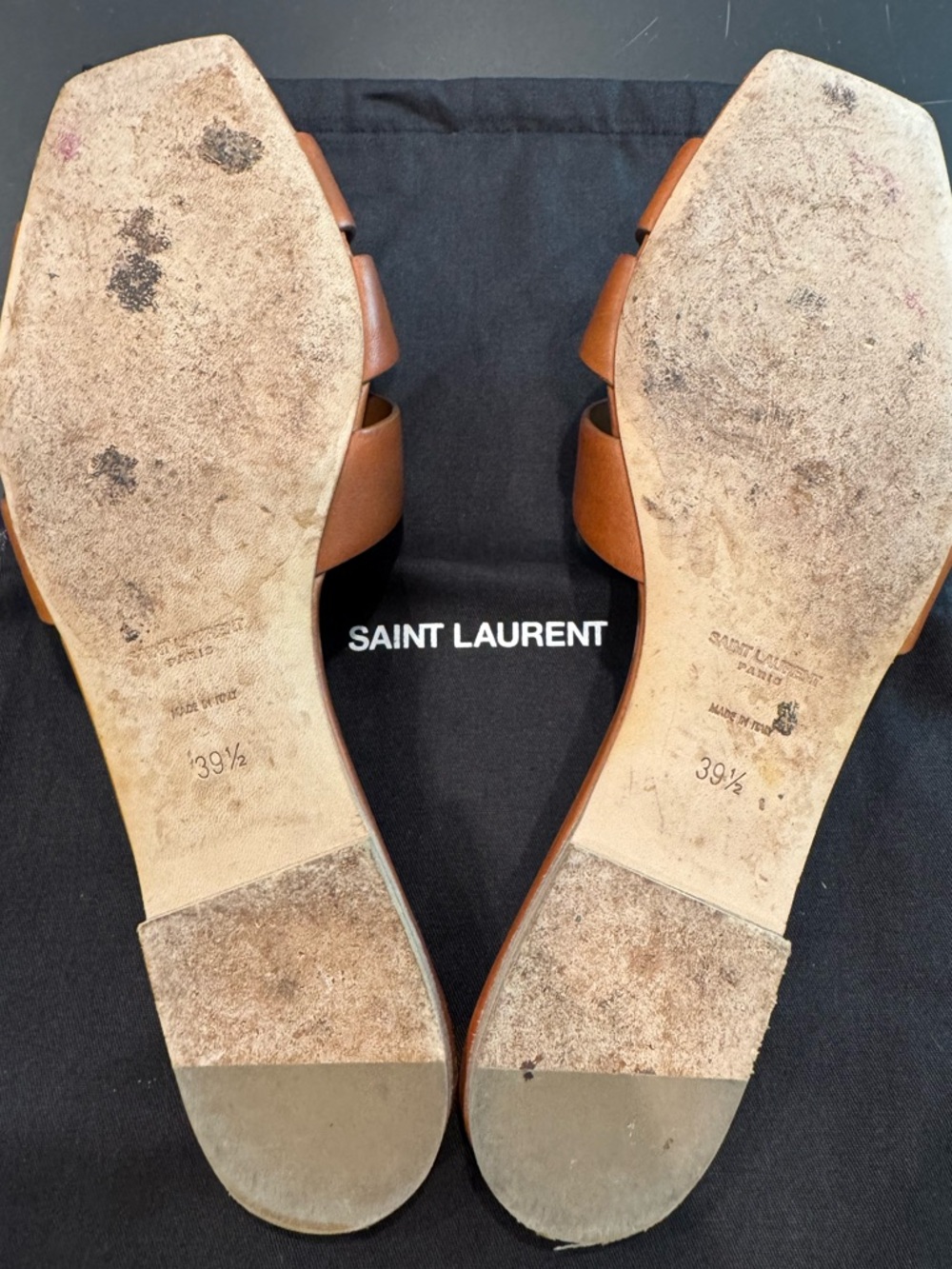 Saint Laurent Tribute slides in smooth leather size 39.5 Amber Firm price. - Picture 13 of 16